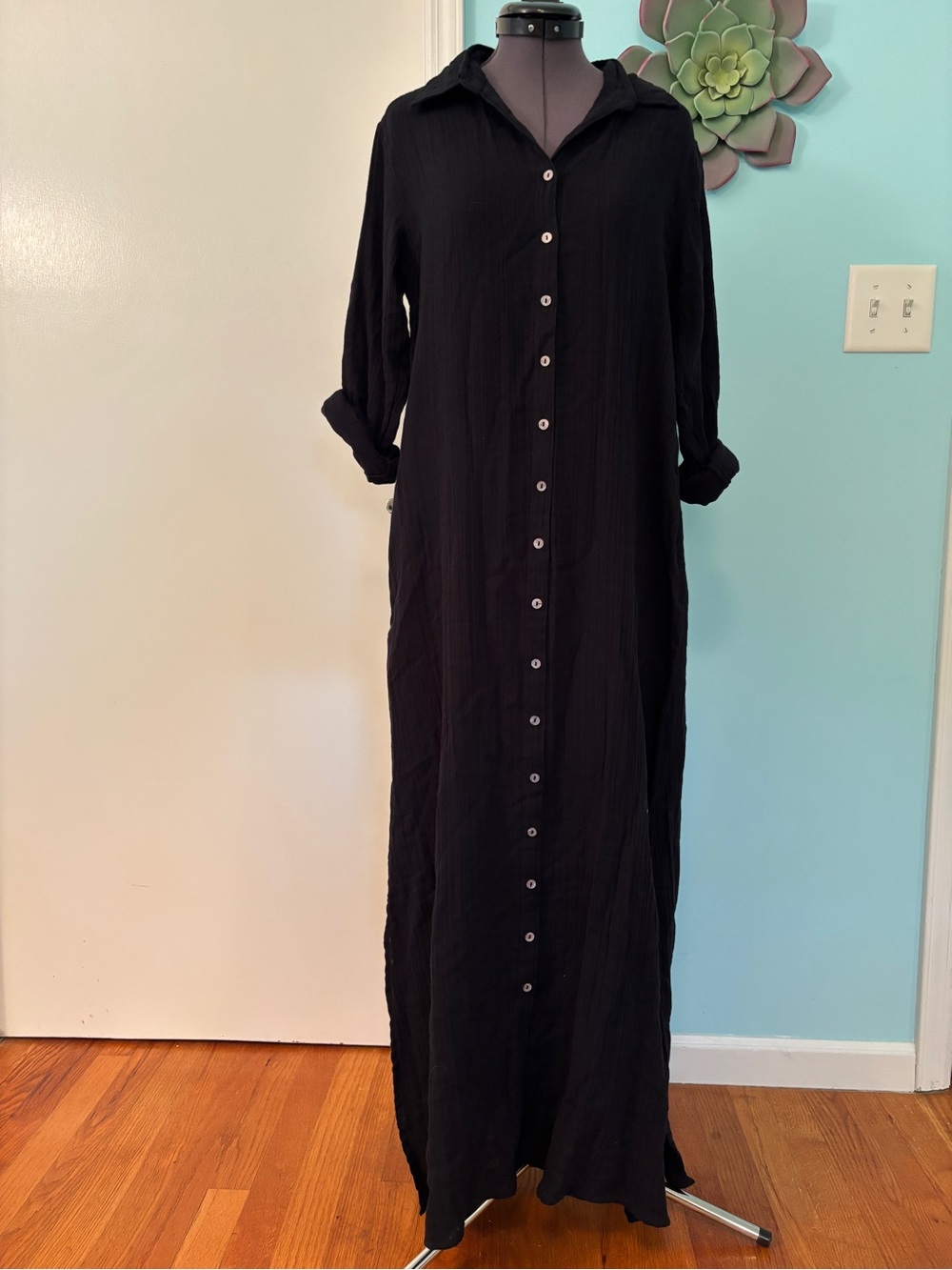 NATURAL LIFE Drew Gauze Shirt Dress black XS, BNWT